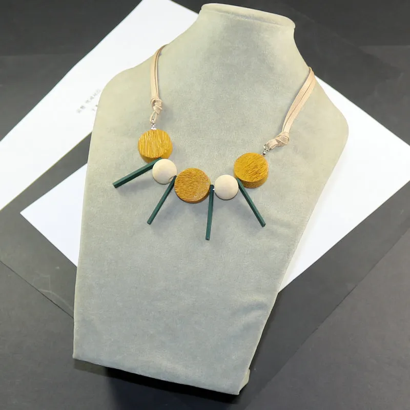Kulonu kaklarotas Vintage apļa koka stieņa sievietēm apaļas, masīvas koka pērlītes, Drop Store rotaslietu virves ķēde Boho Bling_voghion.com
