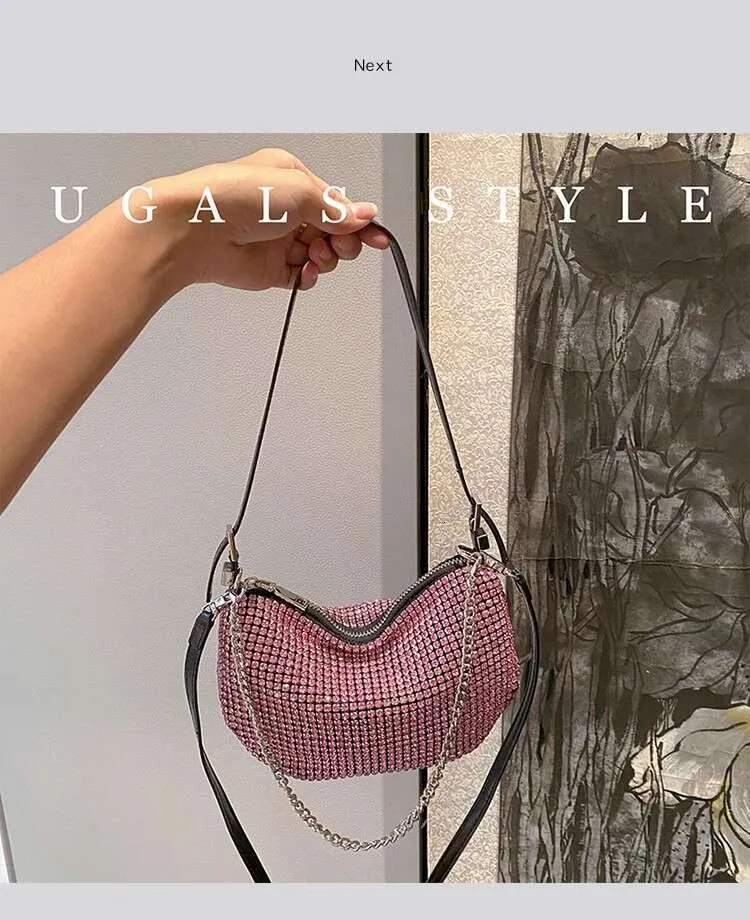 Crystal Rhie Dia Fashion Half Moon Borsa da donna Bg Shiny Even Wedd Party Clutch Borsa a tracolla Street_voghion.com