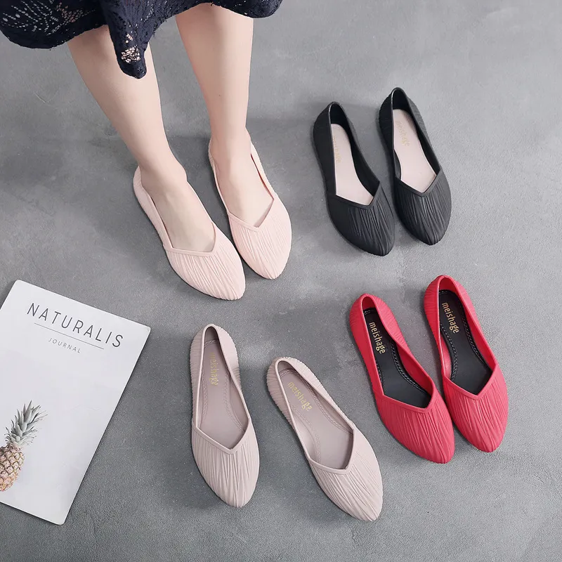 New Low-top Waterproof Rain Boots Women Summer Adult Work Rubber Fashion Jelly Shoes Non-slip Shallow Toe Sandals_voghion.com