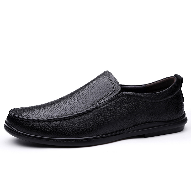 Middle aged Lefu 2022 New Men's Cowhide British Breathable Soft Sole One Step Driving Casual Leather Shoes