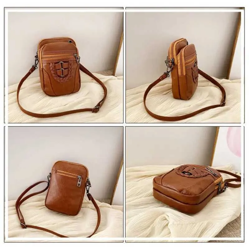 PU Leder Kleine Frauen Schulter Vintage Crossbody Geldbörse Handy Tasche Mode Weiche Handtasche PurseC241021_voghion.com