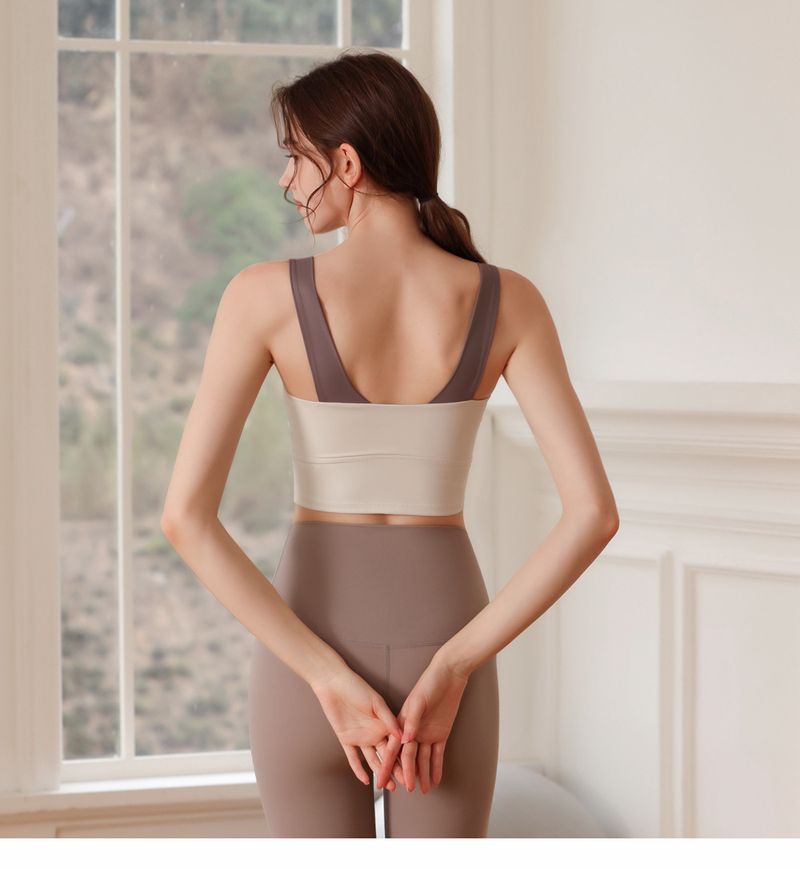 Spring/Summer New Nude Contrast Sports Women's Breathable Quick Drying Fiess Tank Top With Hanging Straps And_voghion.com