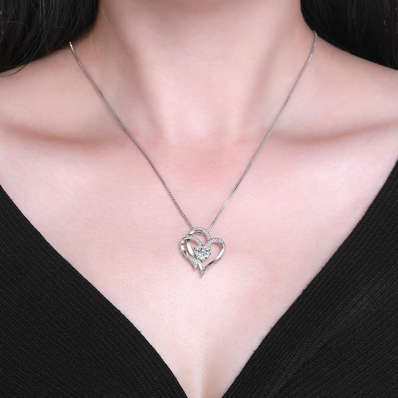 Ciondolo a forma di cuore che non sbiadisce, collana di alta qualità con doppia catena d'amore femminile_voghion.com