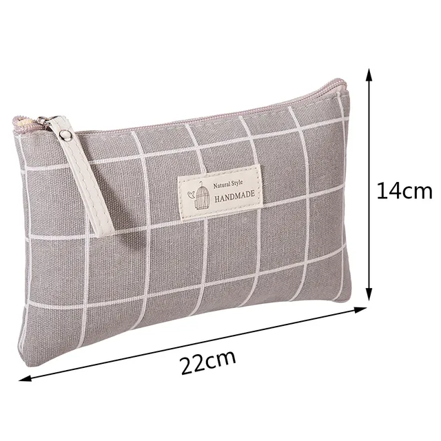 Mode Frauen Plaid Druck Kleine Kosmetik Baumwolle Stoff Make-Up Lagerung Taschen Japan Stil Zipper Kulturbeutel Waschen_voghion.com