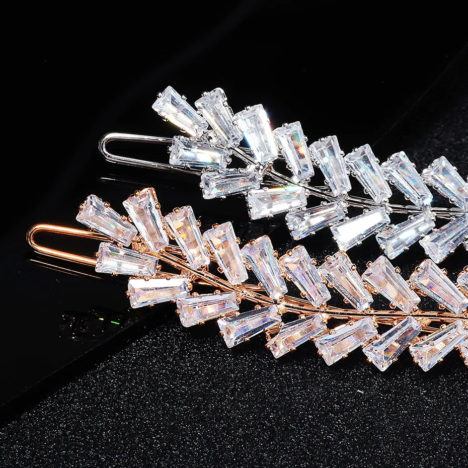 Miallo Modische Haarspange mit Zirkonia, Blatt-Clips für Frauen, Accessoires für Brautjungfern, Hochzeit, Haarschmuck, Party, Braut_voghion.com
