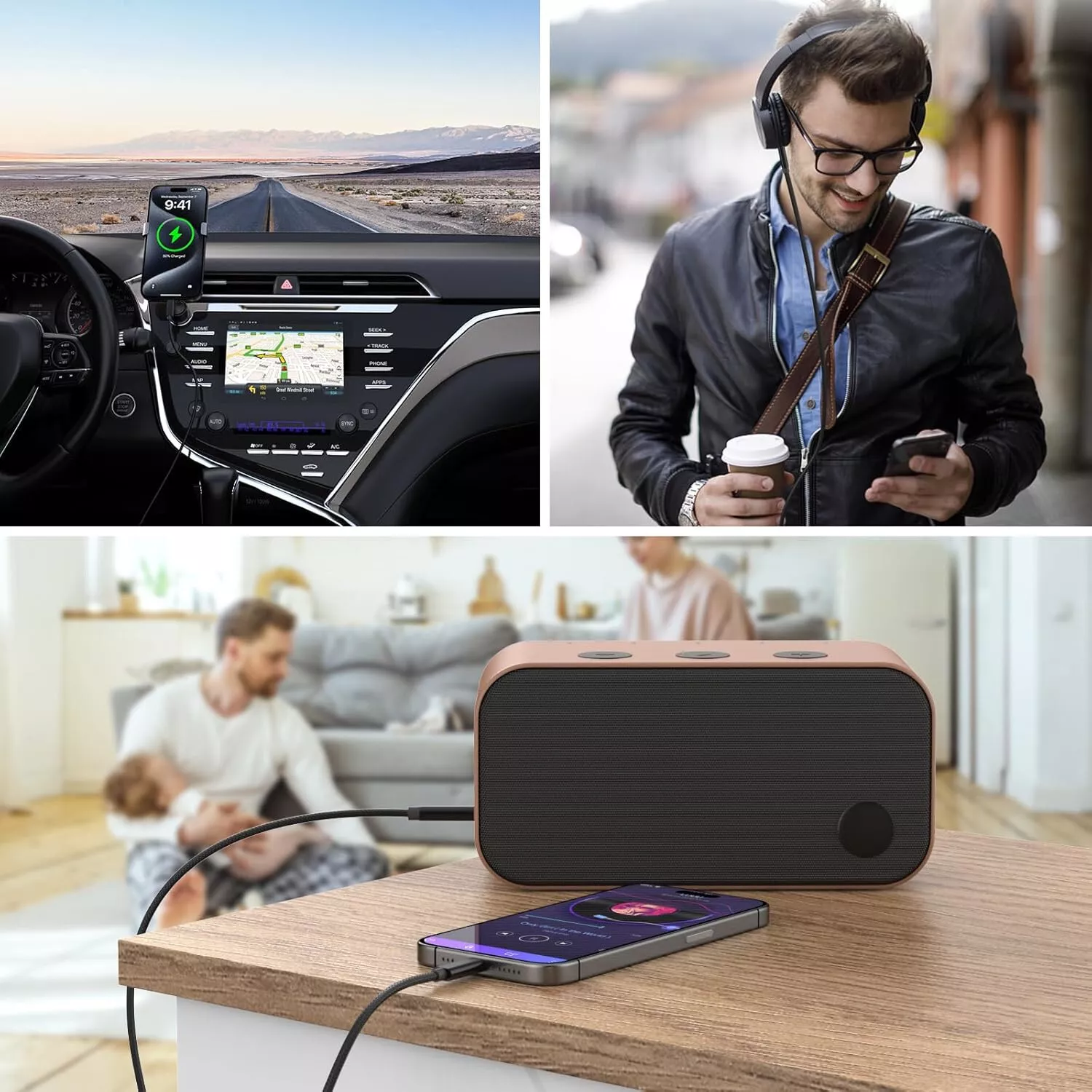 Câble auxiliaire USB Type-C vers prise jack 3,5 mm pour autoradio Samsung iPhone_voghion.com