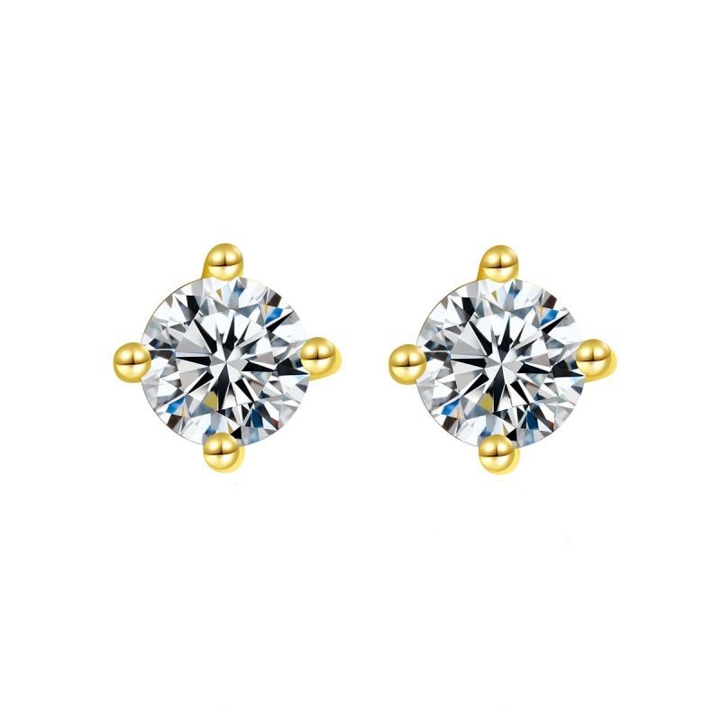 Orecchini classici in argento Sterling con quattro griffe e zirconi, personalità alla moda, estivi, leggeri, per uomo e donna_voghion.com