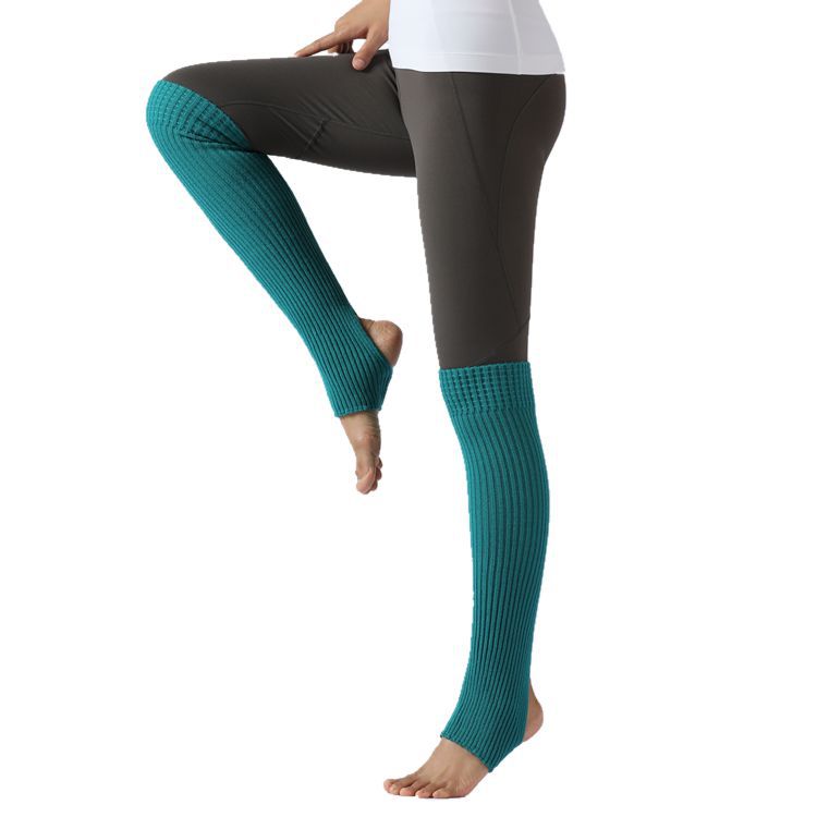 Scaldamuscoli morbidi da danza, senza piede, per yoga, balletto, in maglia, caldi sopra il ginocchio, da donna, 55_voghion.com