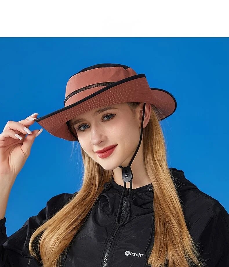 New Large Brimmed Waterproof Outdoor Hat for Men and Women, Suitable for Casual Mountaineering, Sun Protection, Face Covering, Fishing Hat_voghion.com