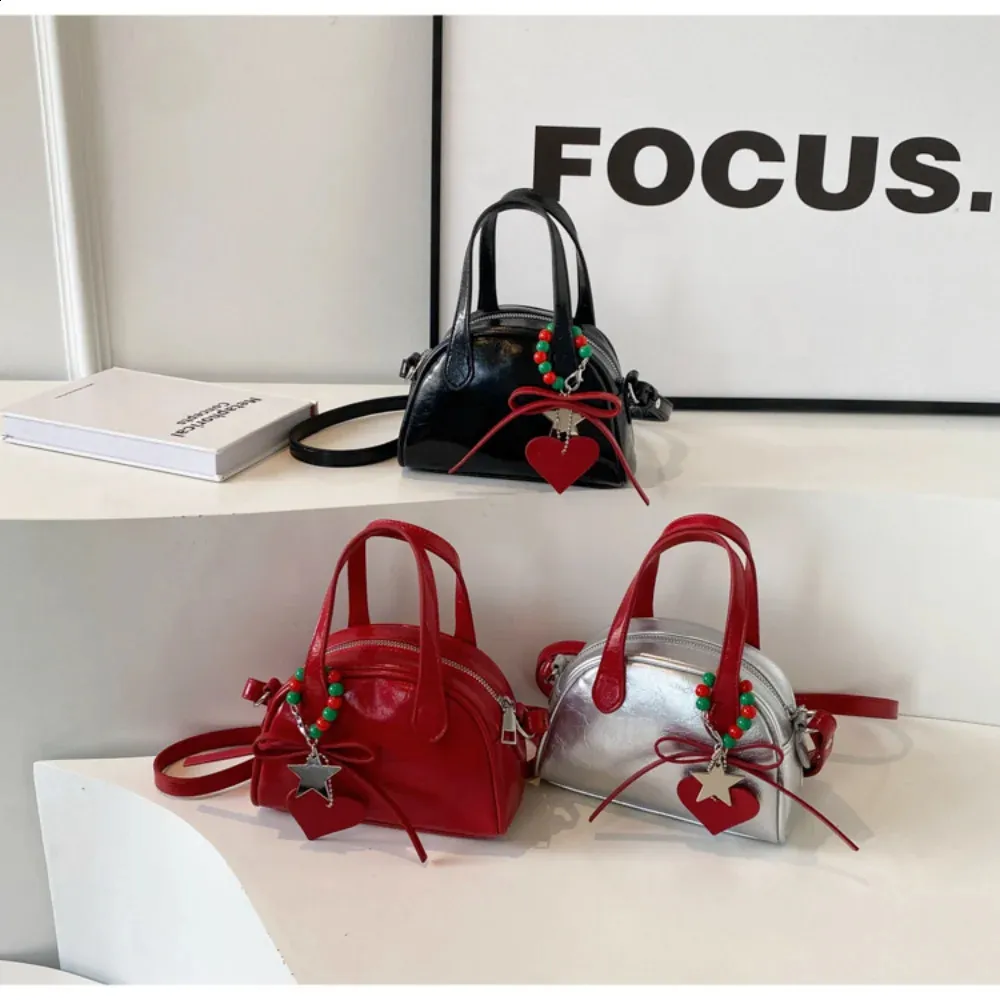 Damenhandtasche, einzelne Schulter, Umhängetasche, Weihnachtsfest-Atmosphäre, rot, vielseitig tragbar, trendige Mini-Tasche 240912_voghion.com