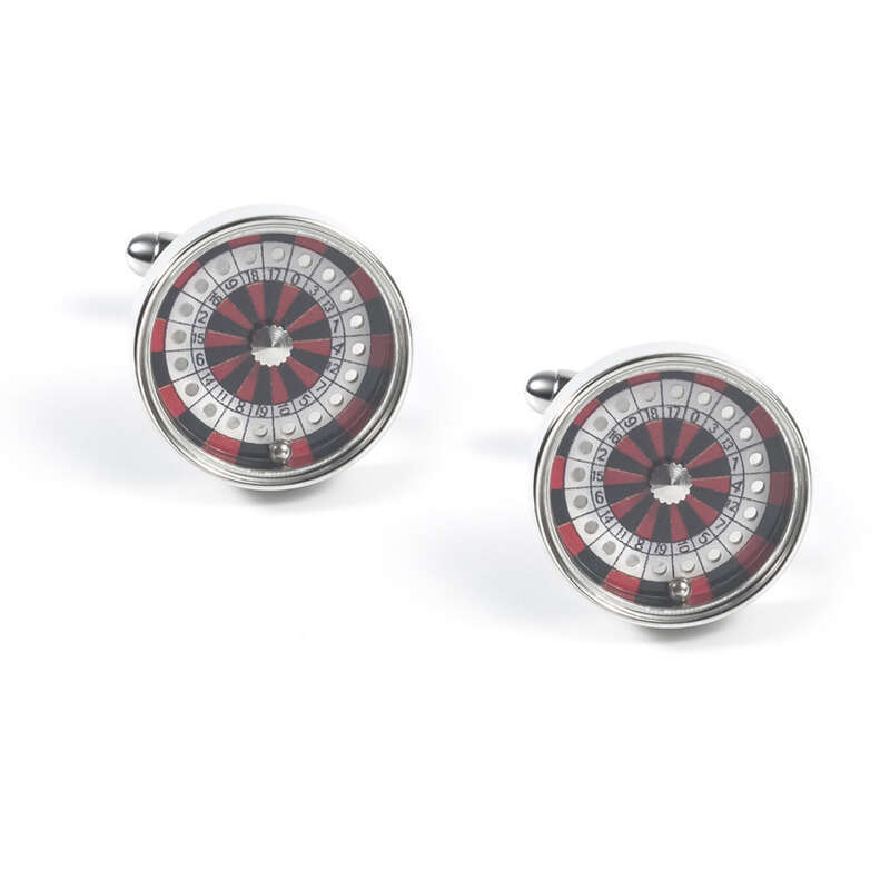 Gemelos franceses de metal con forma de rueda de la suerte y bola de acero redonda de moda para hombre_voghion.com
