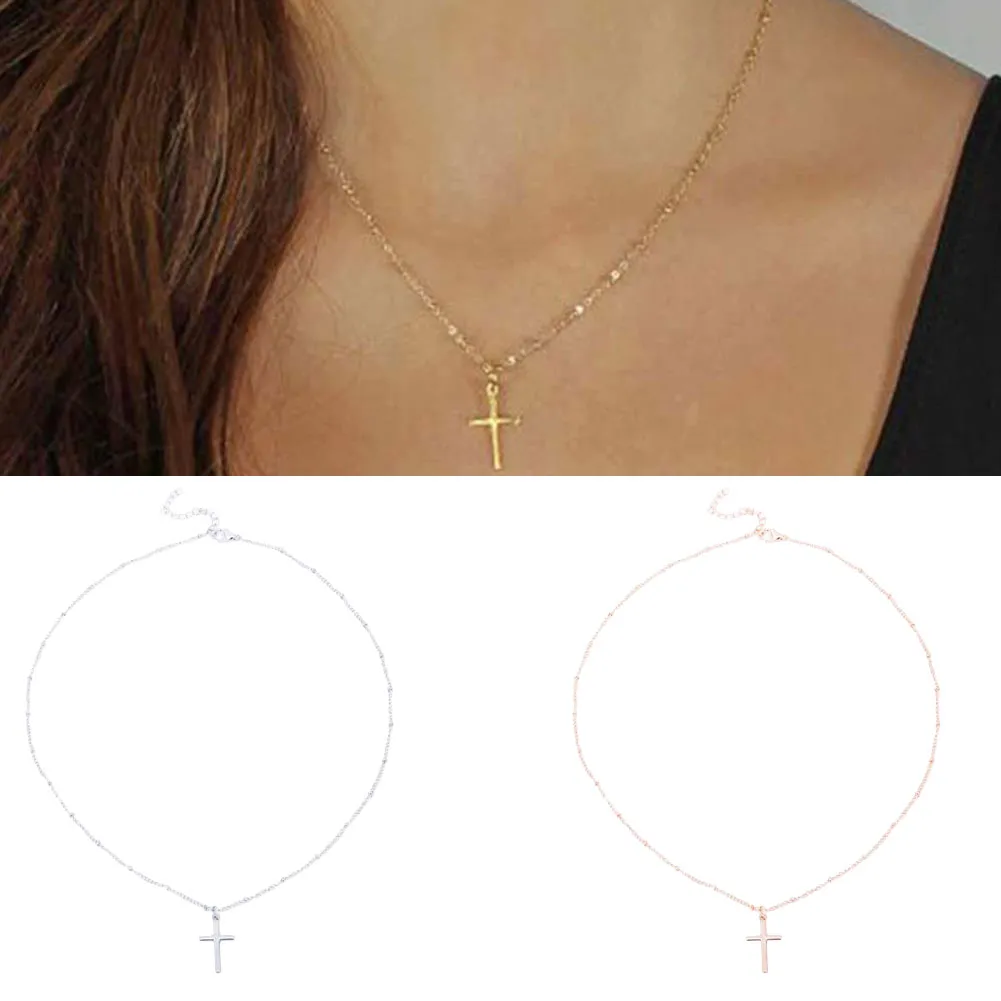 Collana con croce minimalista per donna e uomo alla moda_voghion.com