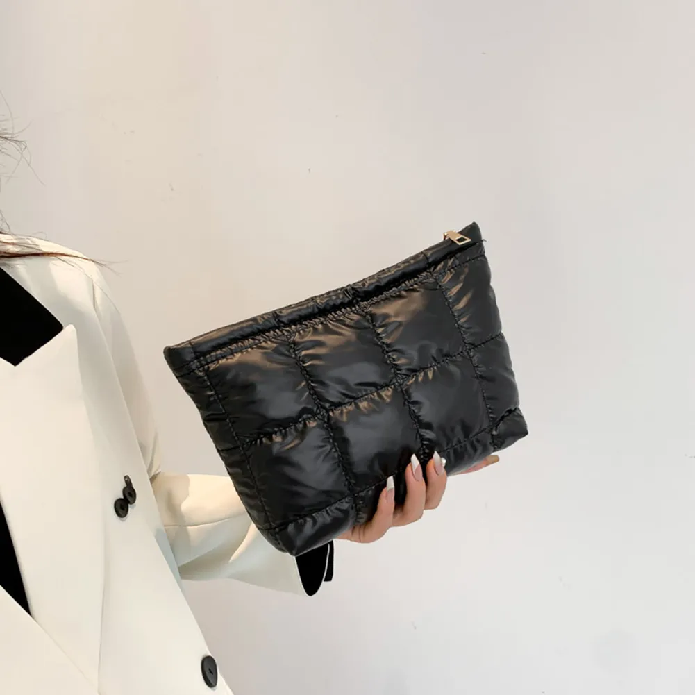 Sac fourre-tout matelassé en coton pour femme, grande capacité, organisateur de maquillage, couleur unie, sacs à main cosmétiques_voghion.com
