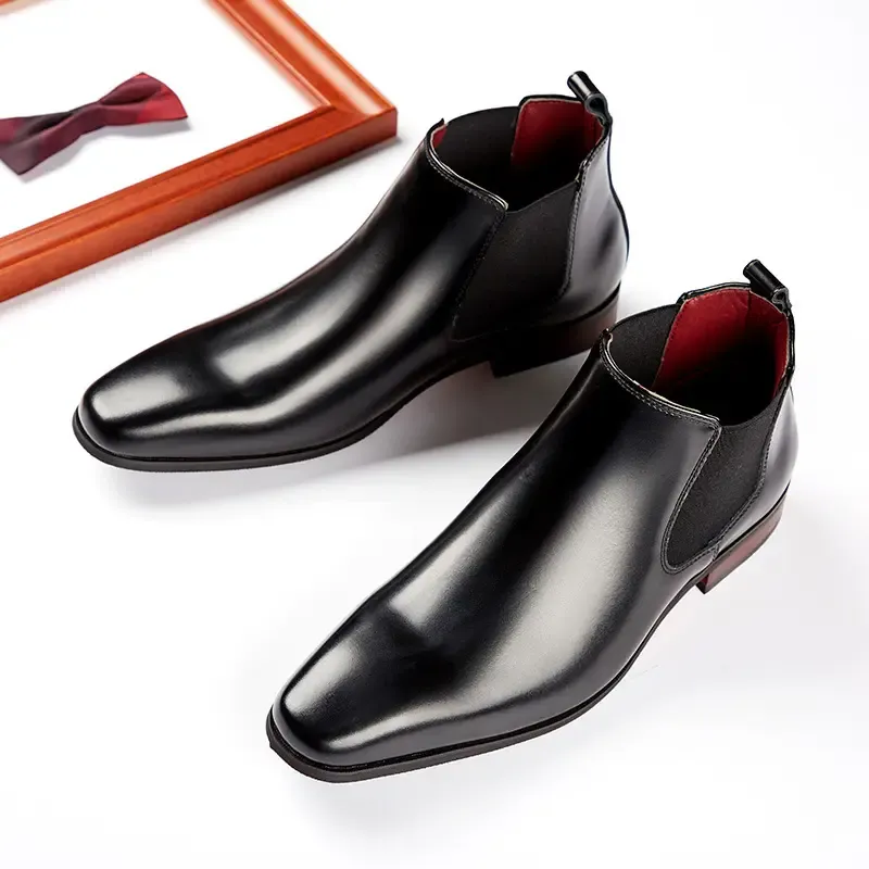 Botines de cuero genuino para hombre_voghion.com