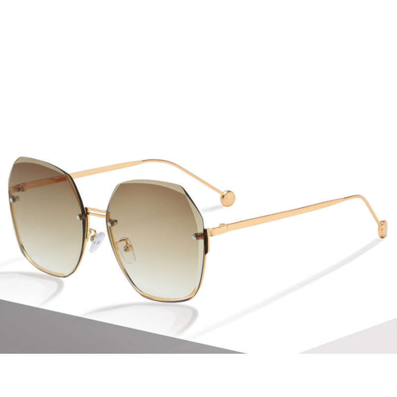New Rimless Cut Edge Irregular Polygon Gradient Colour, Fashionable And Trendy Women's Street Photography Sunglasses_voghion.com