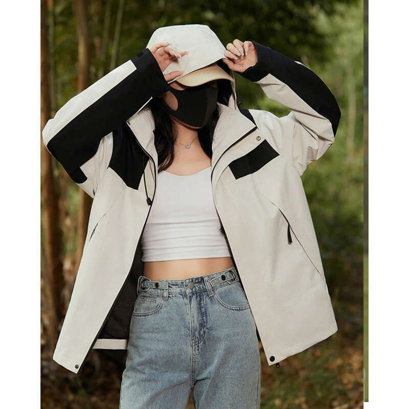 Spring Autumn New Outdoor Splicing Color Contrast For Couples, Windproof, Waterproof, Loose, Thin, Men's And Women's_voghion.com