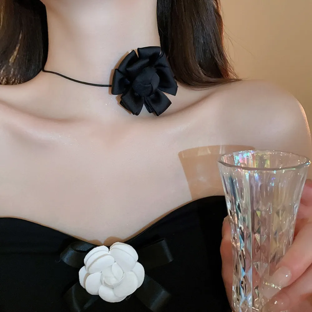 Colliers pendentifs chaîne de clavicule douce bijoux mode petit frais fête 3D rose fleur collier filles tour de cou_voghion.com