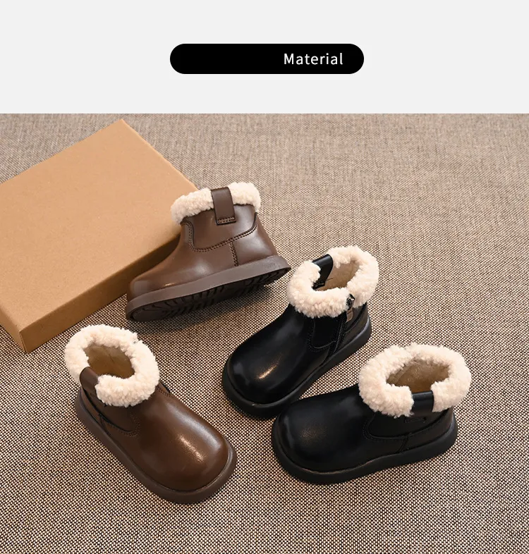 Copii clasici de iarnă, pufoși și moi, fete și băieți, zăpadă la modă, versatil, cald, pentru copii, Kidsnest, școală cauzală, gleznă pentru copii mici_voghion.com