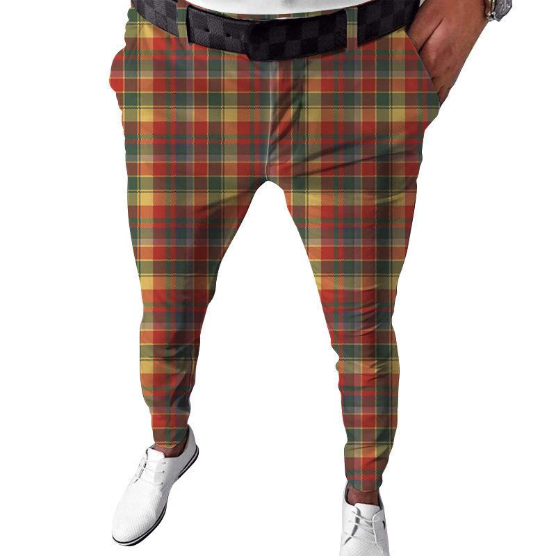 pantaloni da uomo pantaloni slim scozzesi stampati in 3D pantaloni dritti da uomo_voghion.com
