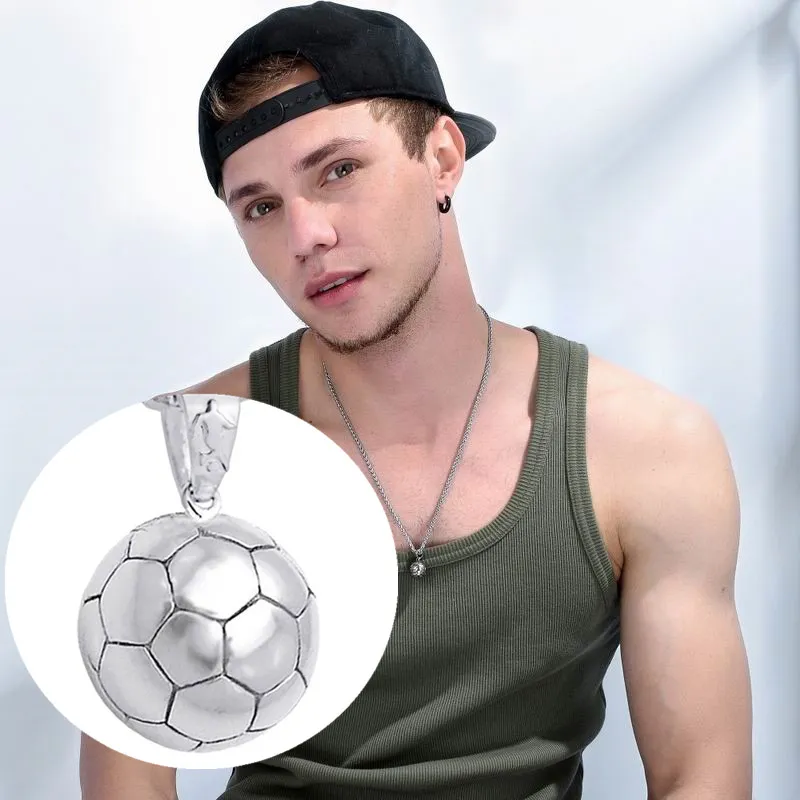 Collane con ciondolo in acciaio al titanio Moda Arrivo Sport Pallone da calcio Calcio Collana Catena a maglie in metallo Uomo Donna_voghion.com
