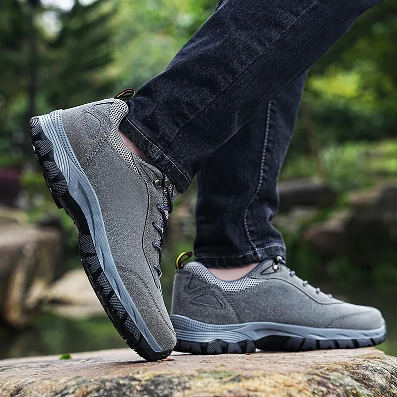 Herren Outdoor Wanderschuhe Aus Wildleder Mit Schnürung_voghion.com