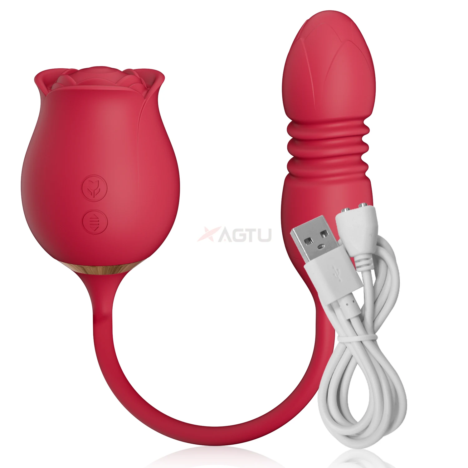 Rose Sucking Vibrator And G-spot Thrusting Dildo For Women_voghion.com