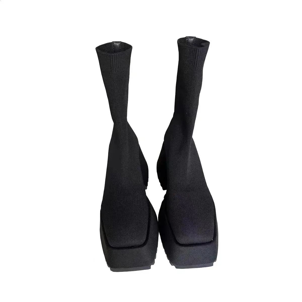 Sock Woman Hided Female Casual Shoes Autumn Wedge Lady Knitting Short Ankle Boots Platform 11 CM 240826_voghion.com