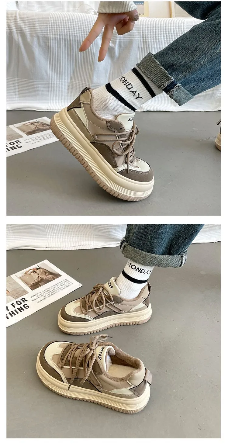 Thick Soled Round Toe College Style Low Cut Skateboard With Breathable Mesh Comfortable And Casual Sports Shoes_voghion.com