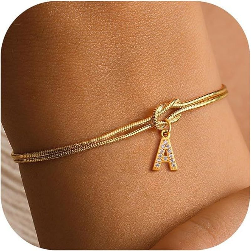 Zircon 26 Letter Fashion Concentric Knot Round Snake Bone Bracelet Couple Friendship Hand Jewelry_voghion.com
