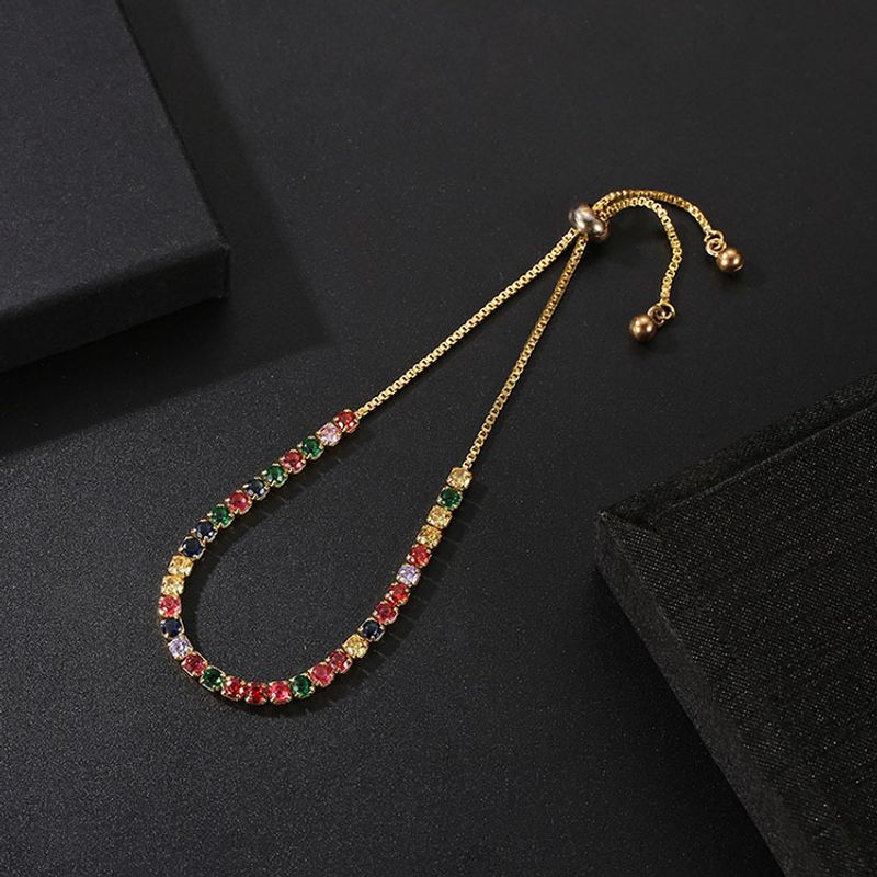 Novos produtos Pulseira ajustável de cristal colorido com zircônia e diamantina para mulheres_voghion.com