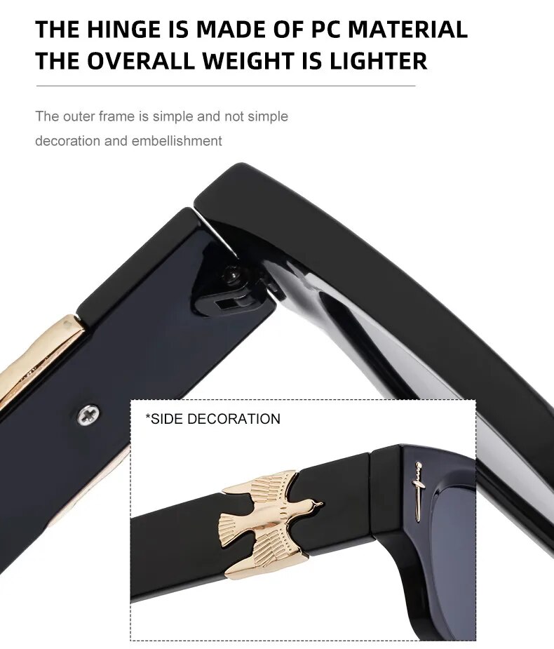 Modne okulary przeciwsłoneczne Soaing Eagle Rectangle dla mężczyzn i kobiet 2024, okulary przeciwsłoneczne w stylu vintage punk, męskie, małe, kwadratowe, odcienie_voghion.com