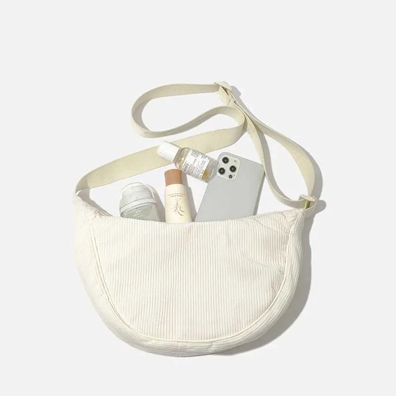 Borsa a tracolla Hobos da donna in velluto a coste tinta unita, retrò, casual, da donna, da viaggio quotidiano, da donna, messenger_voghion.com