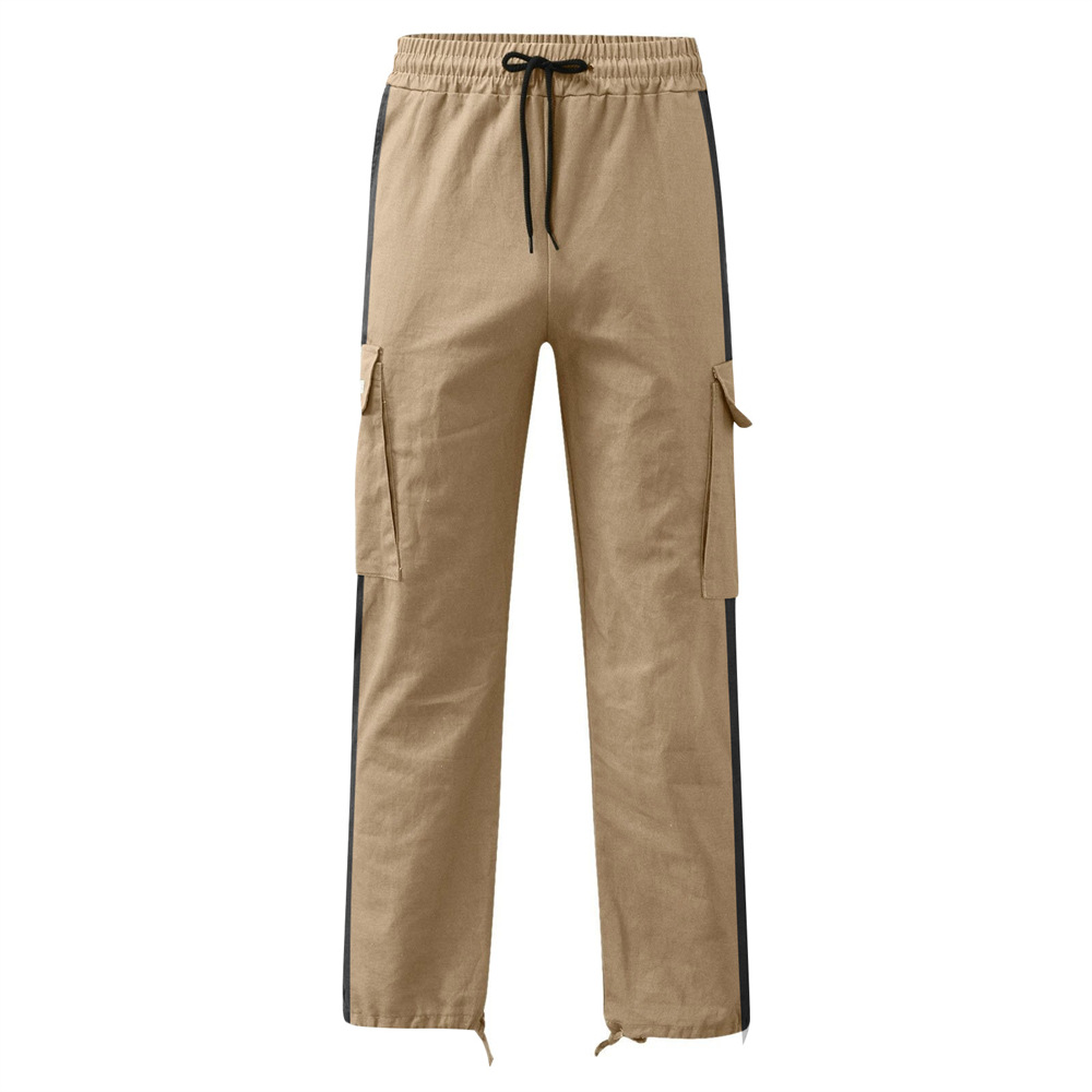 Men's Clothing Drawstring Pocket Color Patchwork Pants_voghion.com