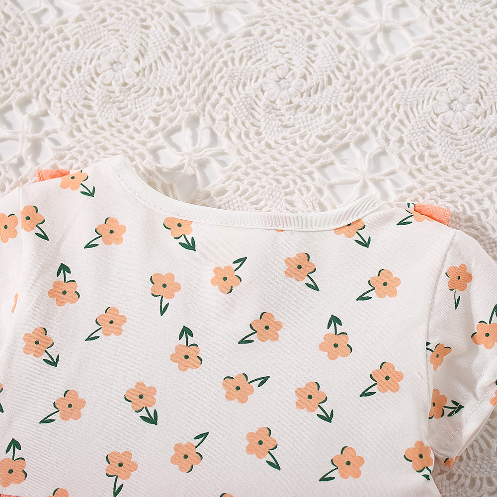 Robe d'été pour petite fille avec bord à volants et col de poupée, robe imprimée à fleurs, vêtements mignons pour enfants_voghion.com
