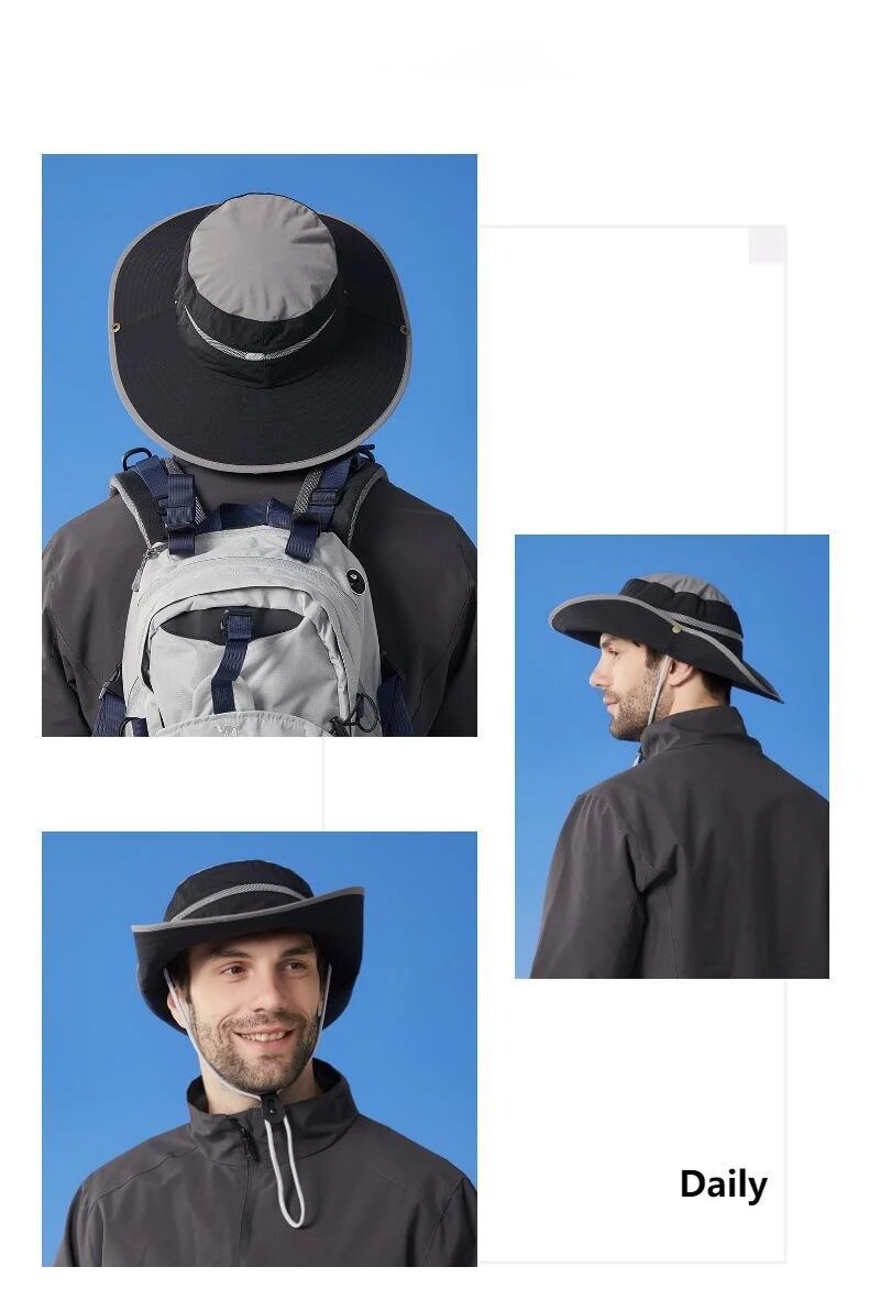 New Large Brimmed Waterproof Outdoor Hat for Men and Women, Suitable for Casual Mountaineering, Sun Protection, Face Covering, Fishing Hat_voghion.com