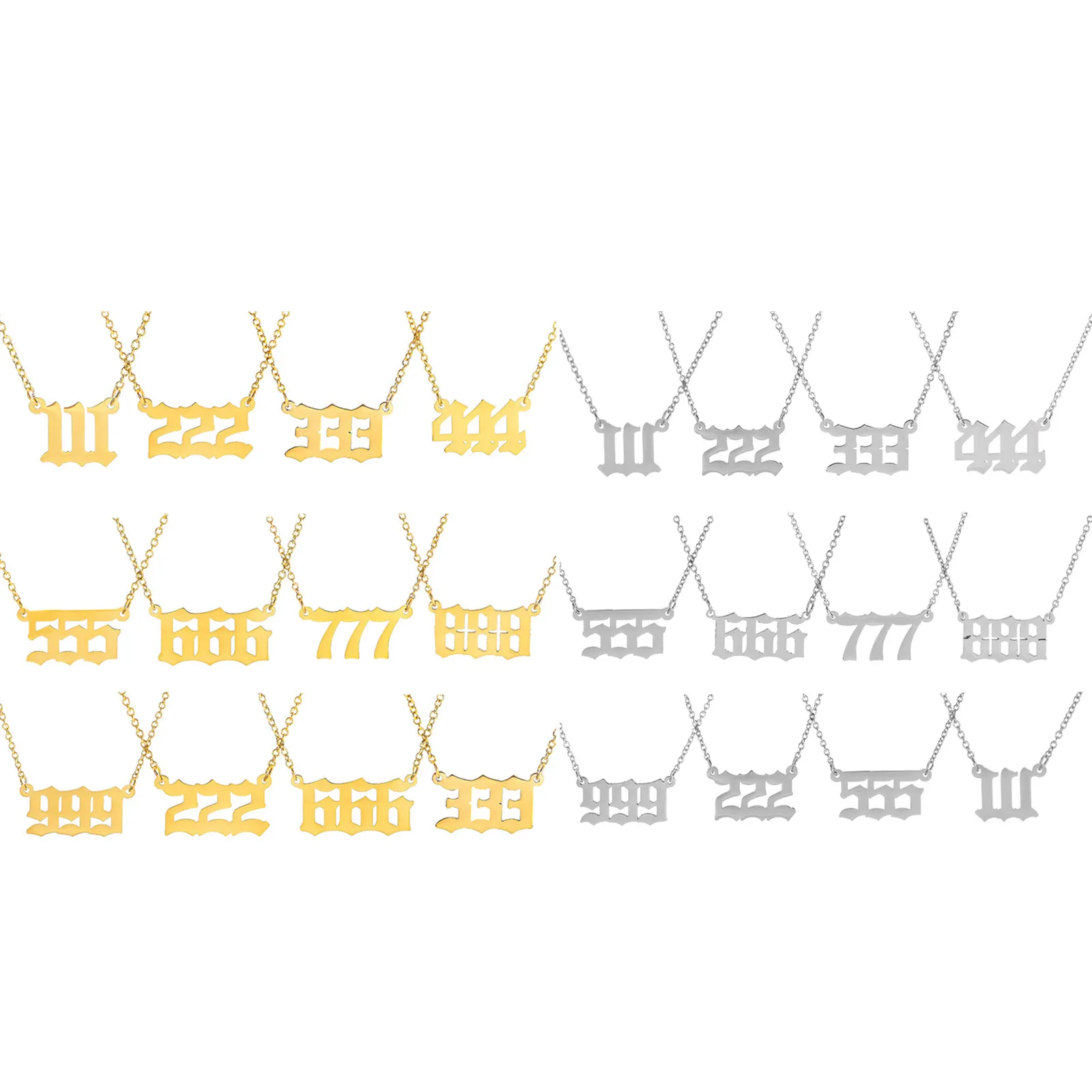 Collane con ciondolo 222 333 444 555 666 777 888 999 Collana con numero in acciaio inossidabile 316 con ciondoli angelo minimalista_voghion.com