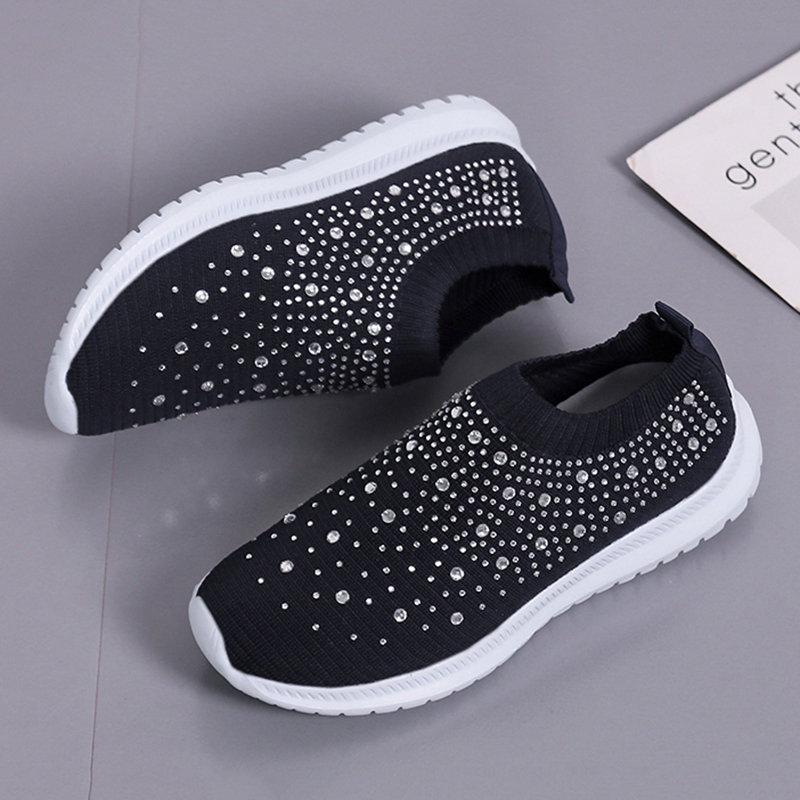 Sneakers donna in mesh con cristalli e suola morbida bianchi_voghion.com