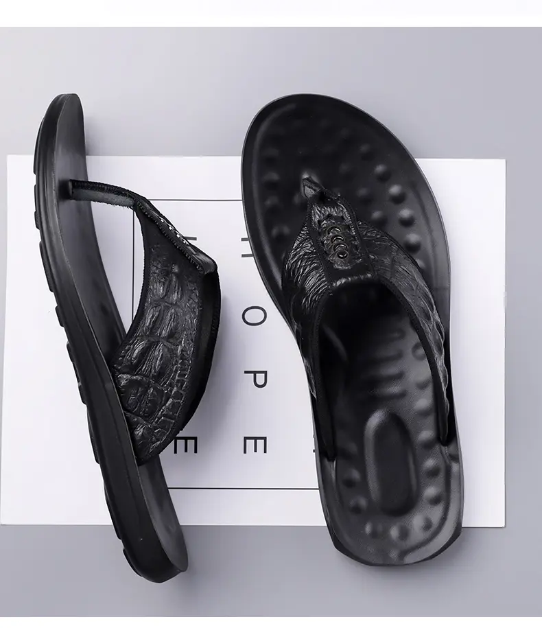 Men's Leather Flip Flops Casual Summer Beach Sandals For Men_voghion.com