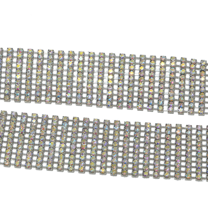Women's Belt Luxury and Elegant Ten Rows Colorful Diamond Inlaid Metal Waist Chain_voghion.com