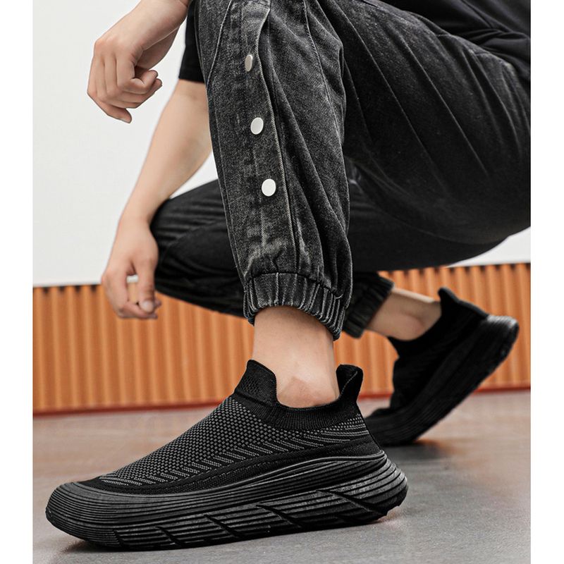 Men's new summer breathable flying woven men's thick soles all casual sports outdoor fashion running shoes_voghion.com