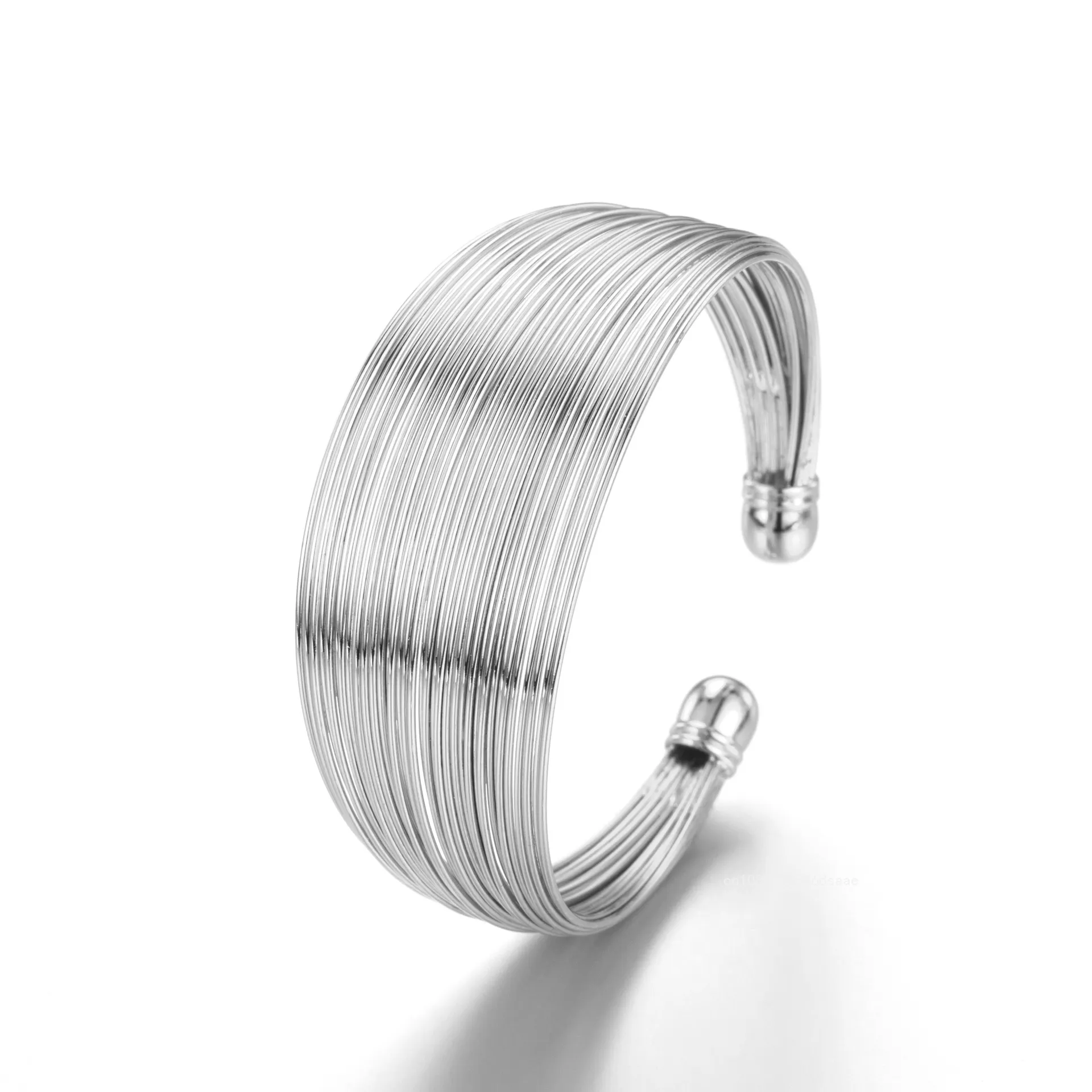Multi-layer Open Cuff Bangle Gold Tone Elegant Fashion Bracelet_voghion.com