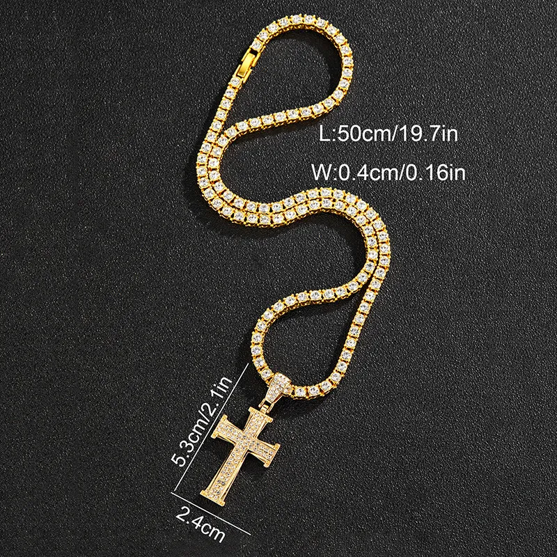 Pendant Necklaces Hiphop Tainless Steel Necklace For Men Women Lover's Gold And Rose Color Chain Cross Small Religious_voghion.com