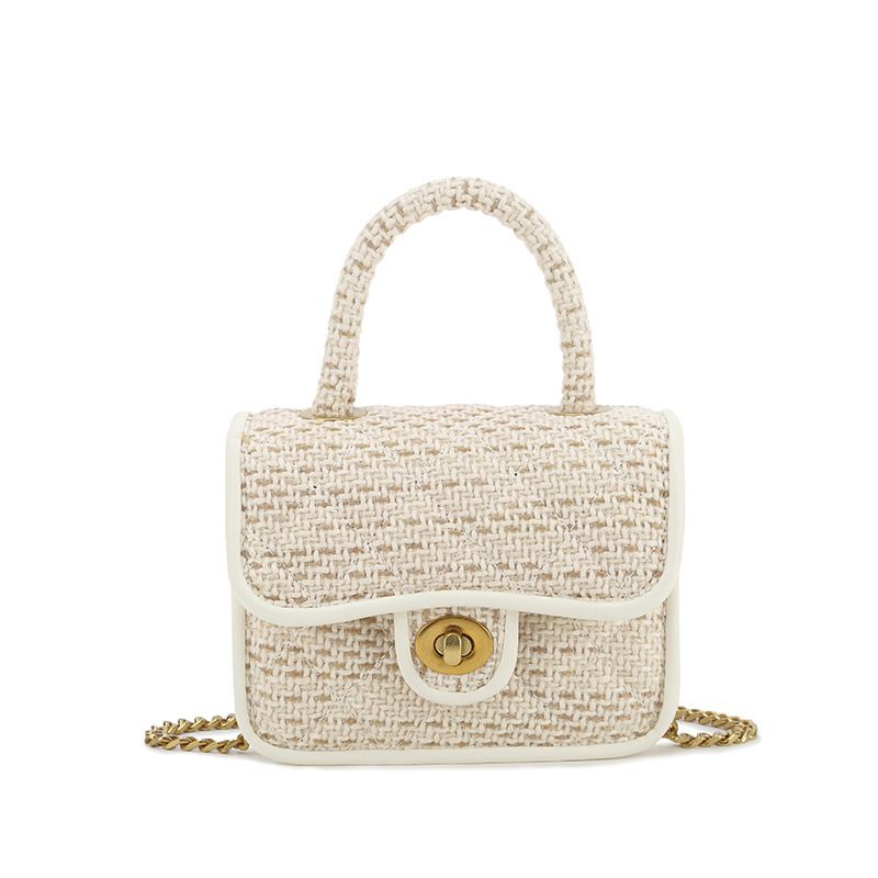 Stil High-End-Textur Nischendesign Schloss Wolldiamantkette kleine quadratische Tasche Schulter Crossbody Handtasche_voghion.com