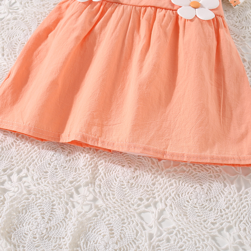 Robe d'été pour petite fille avec bord à volants et col de poupée, robe imprimée à fleurs, vêtements mignons pour enfants_voghion.com