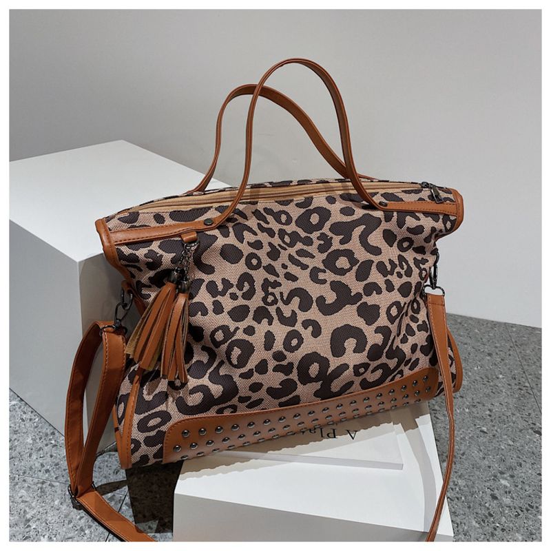 Handtaschen Große Kapazität im französischen Stil Damen 2023 Neue Tasche mit Leopardenmuster Einkaufstasche_voghion.com