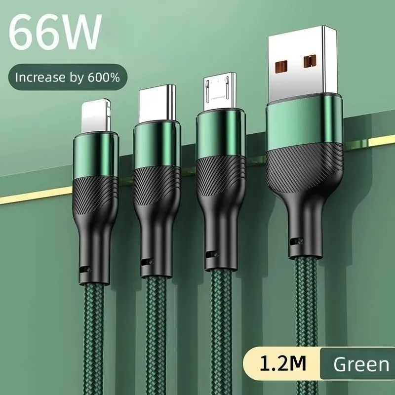 Cable USB multi-C, cargador múltiple de 66 W y 6 A, cable de carga rápida para teléfono móvil_voghion.com