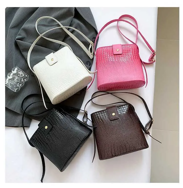 Retro Steinmuster Eimer Handtasche Damen Umhängetasche Schultertasche_voghion.com