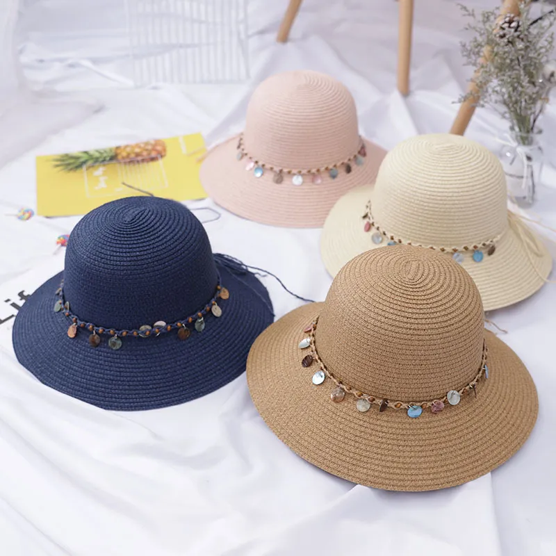 Straw Hat For Women And Kids Bowknot Straw Visor Summer Hat_voghion.com