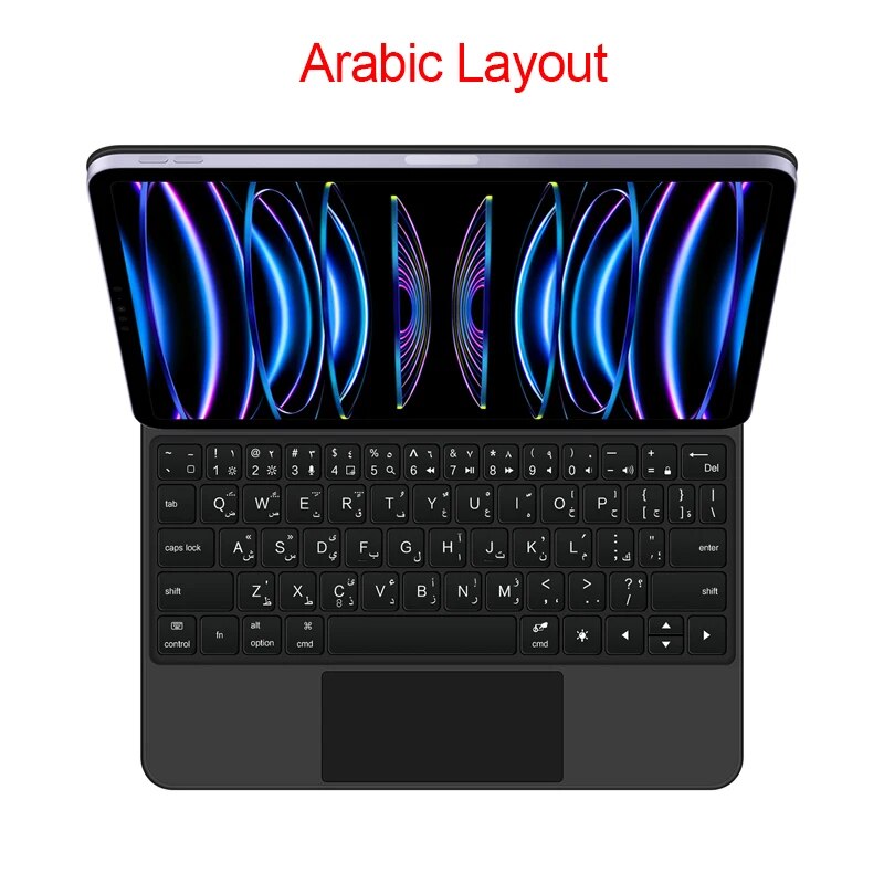 TrackPad Magic Keyboard For iPad Pro 11 2022-2018 Air 5 4 10.9 Air4 Air5 Tablet Case Arabic Hebrew French German Portuguese_voghion.com