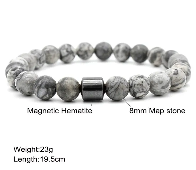 Hotselgende svarte tigerøyeperler steinperler magnetisk armbånd for menn og kvinner_voghion.com